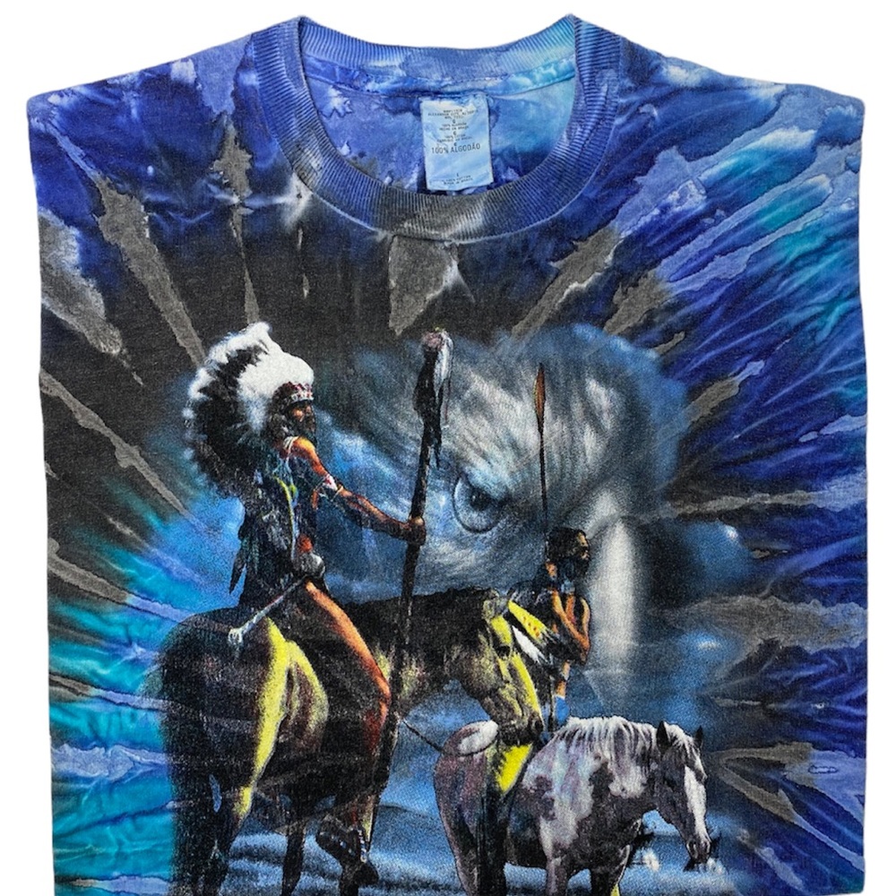 Vintage 90’s Tie Dye Native American Indian Horse Eagle Graphics Unisex Size L